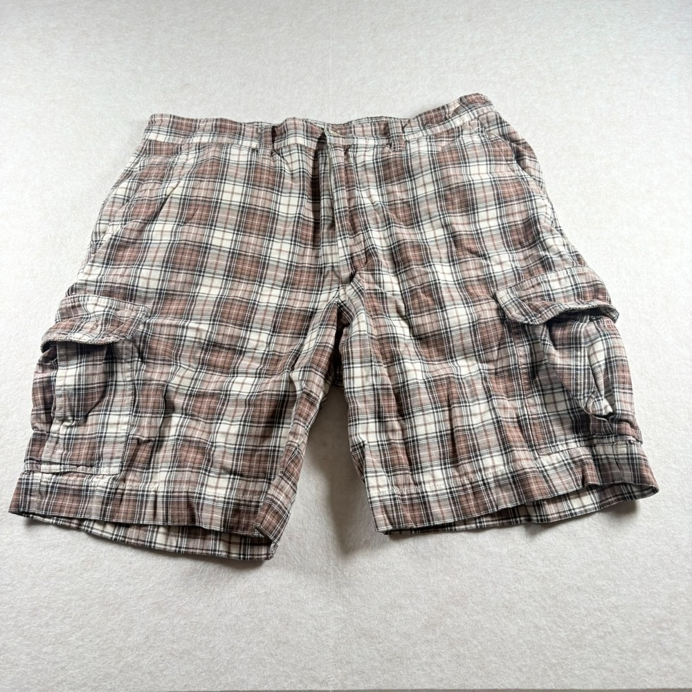 Mens Cargo Shorts Size 36 Plaid Cotton Charleston Twill Casual Outdoor